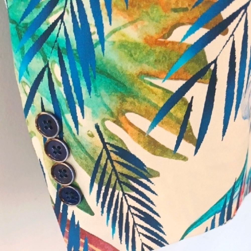 TALLIA Multicolor Leaf Print Blazer, L - Picture 6 of 12
